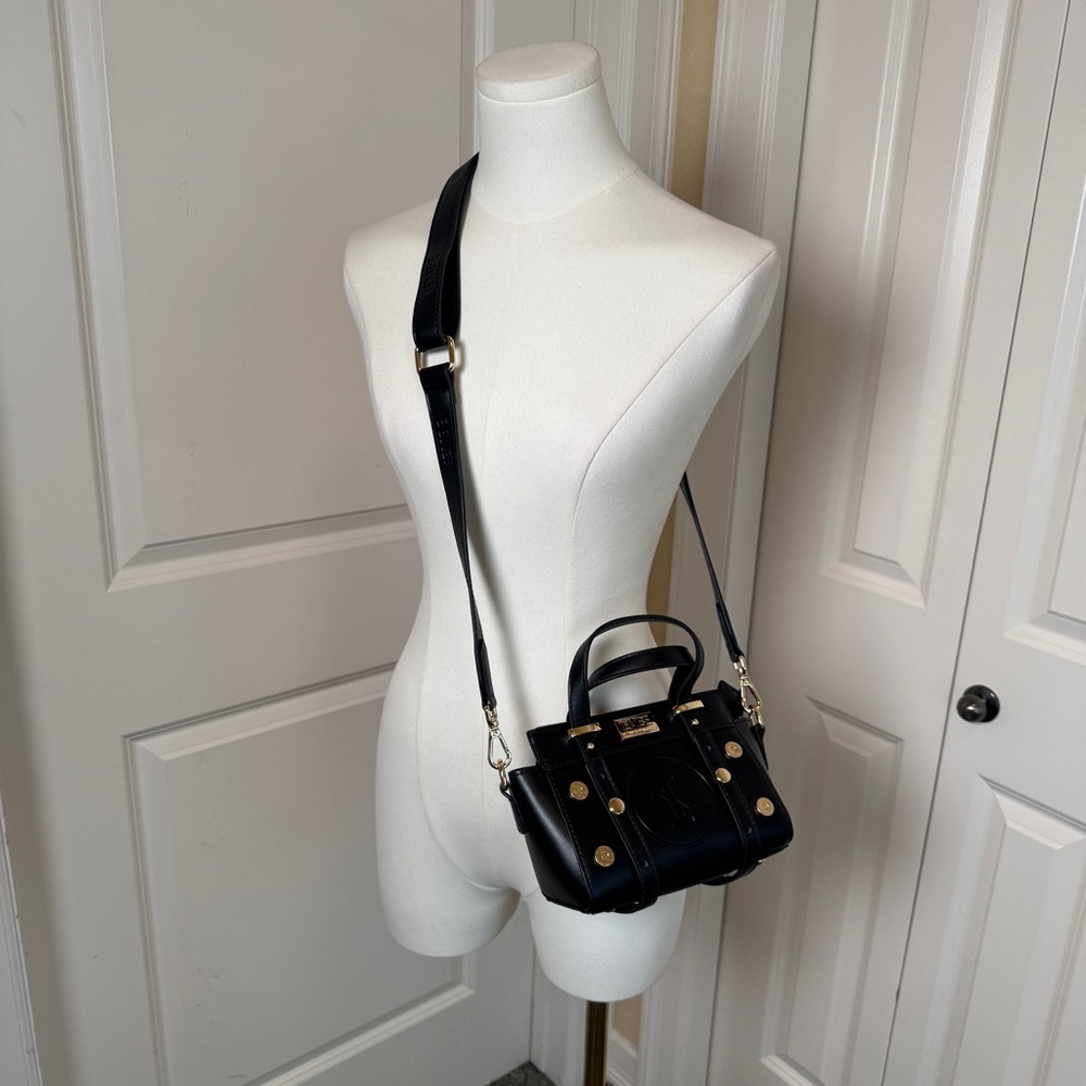 IEMBE by Travis Derry Black Mini Satchel Crossbody Bag Gold Hardware - Picture 4 of 12